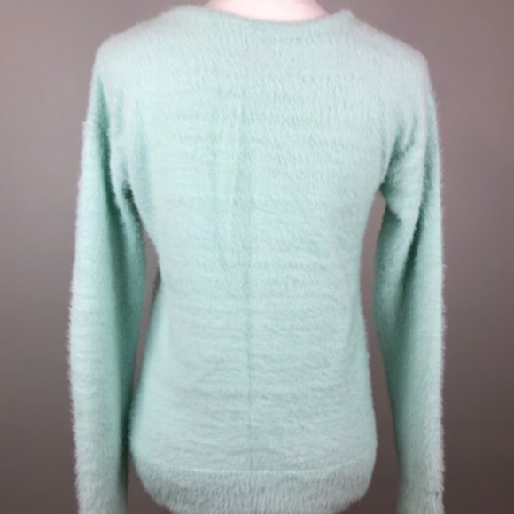 A New Day Fuzzy  V-neck Sweater In Mint Sz S - Picture 3 of 8